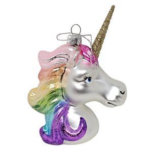 Rainbow Unicorn Glass Ornament -  Gift